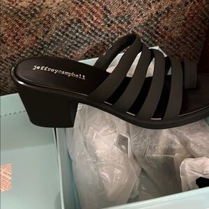 Jeffrey Campbell Black Heeled Mules with Block Heel